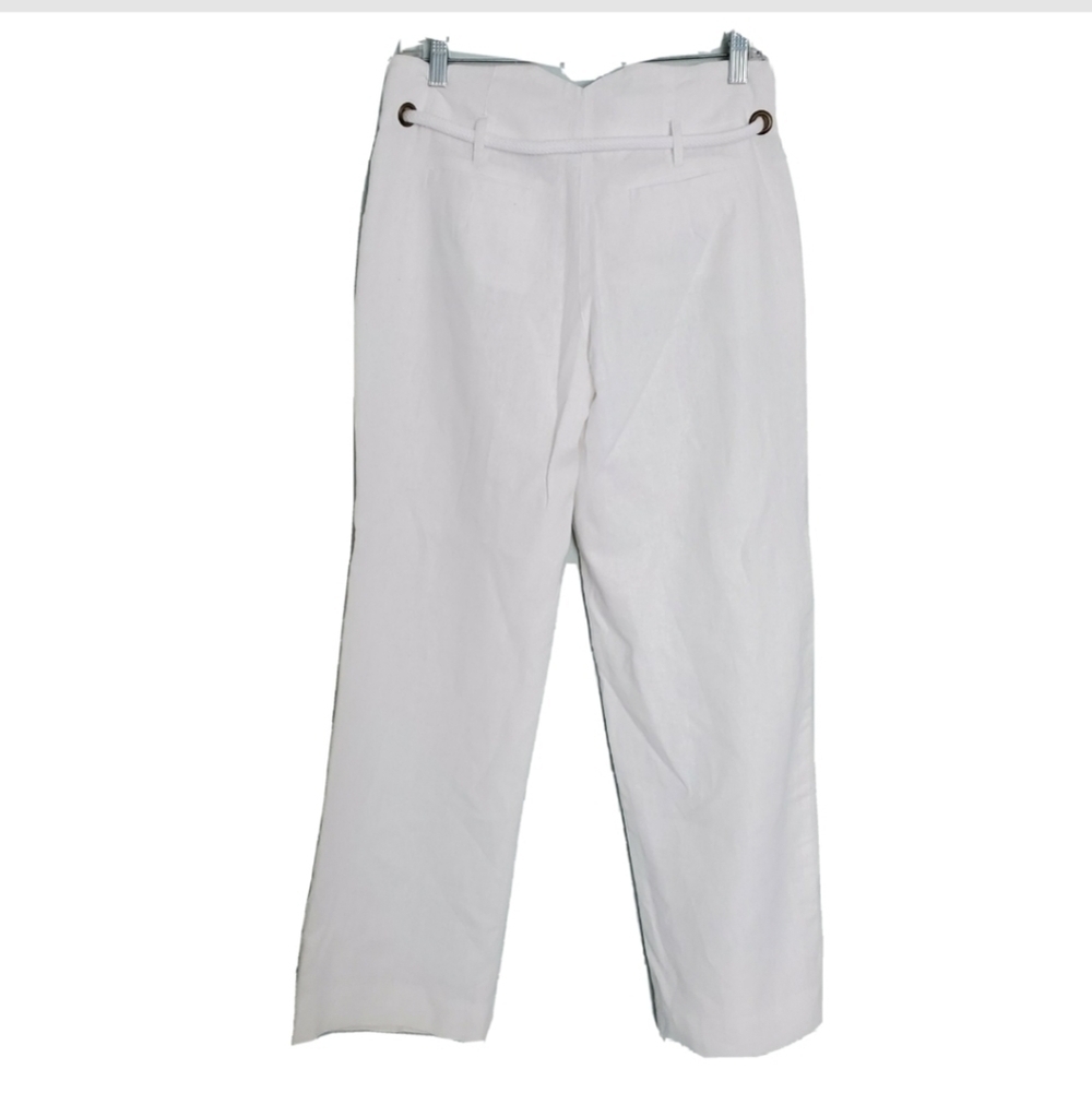 Carole Little White Linen Blend Long Pants - Picture 3 of 4